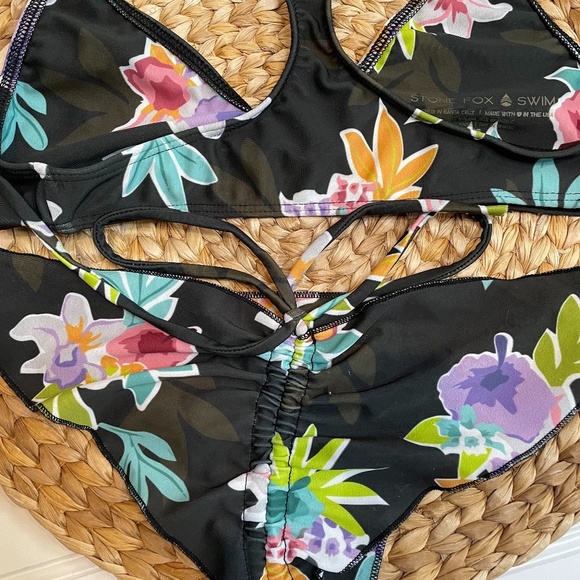 Stone Fox Swim Racer Back Cheeky Floral Bikini - Picture 3 of 4